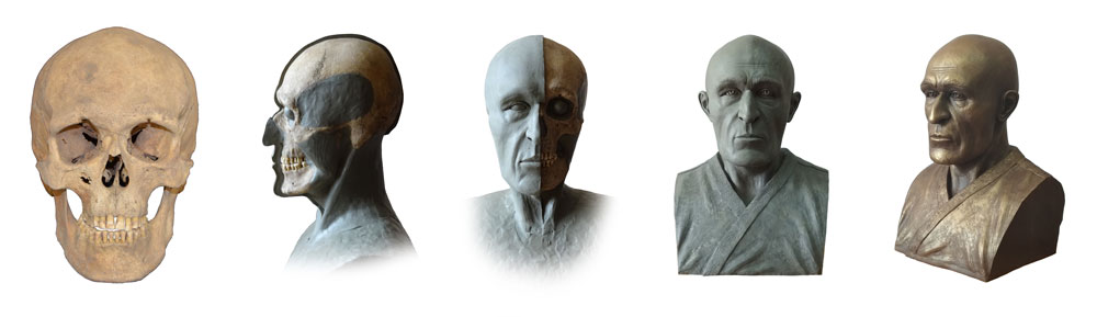 Facial restoration of the skull from the main burial, Tomb No. 10-1 of Group 4 (male) 