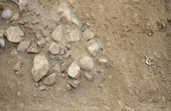 Soil layer condition of excavation tunnels of the frontal side of the Seated Buddha Carved on Rock Cliff (checking of green safety nets) image