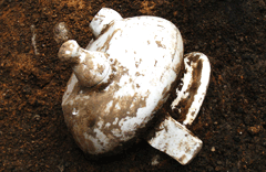 White porcelain incense burner excavated at Sungnyemun Gate, Seoul, Seoul image