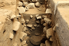 A view of the inside of the search trench outside the western side of the base image